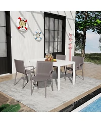 Streamdale Furniture 4pc Warm Stackable Armchair and Modern Table Set