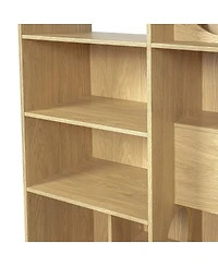 Streamdale Furniture 2-in-1 Wood Cat House and Bookshelf with Storage