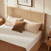 Streamdale Furniture Wavy Wood Grain Platform Bed Frame, 44" High Headboard