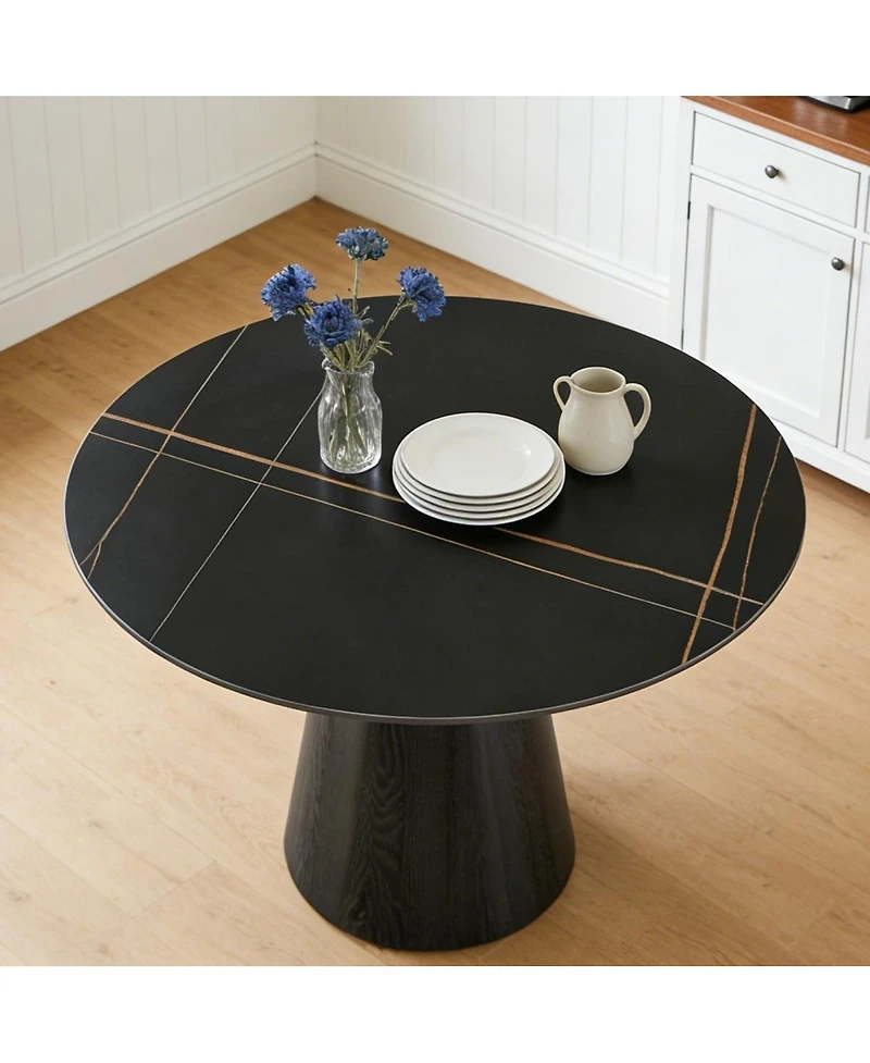 Streamdale Furniture 42-Inch Modern Round Dining Table for 4-6 People