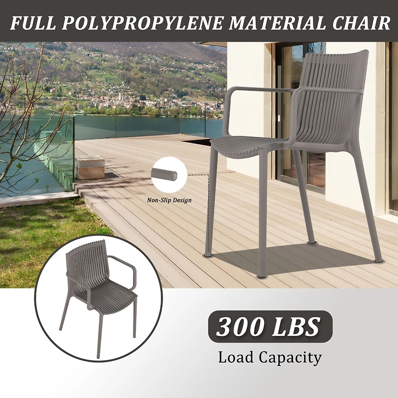 Streamdale Furniture 4pc Warm Stackable Armchair and Modern Table Set