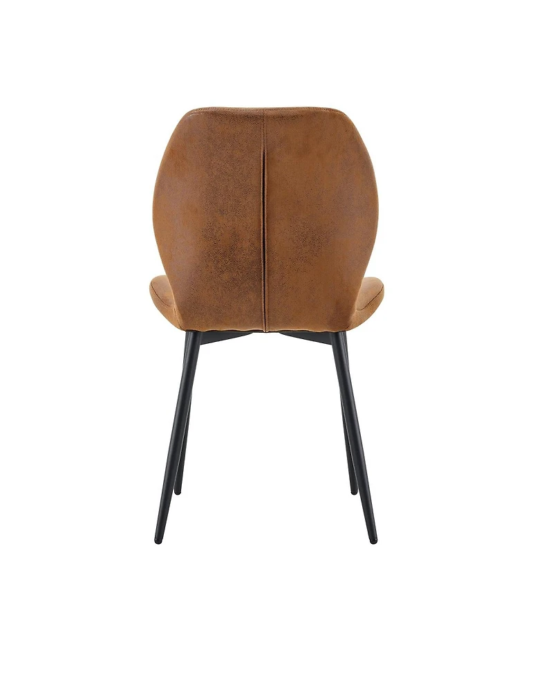 Streamdale Furniture 4-Piece Modern Luxury Brown Quilted Fabric Dining Chairs with Metal Legs