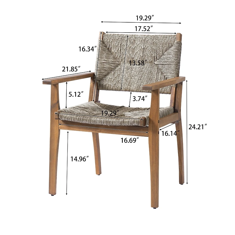 Streamdale Furniture 5-Piece Acacia Wood and Wicker Outdoor Dining Set