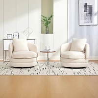 Streamdale Furniture Modern 360degree(s) Swivel Barrel Accent Chair with Pillow, Chenille