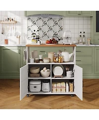 gaomon Rolling Kitchen Island with Storage Cabinet, Kitchen Cart, Portable Mobile Kitchen Island with Towel Rack for Kitchen, Dining Room