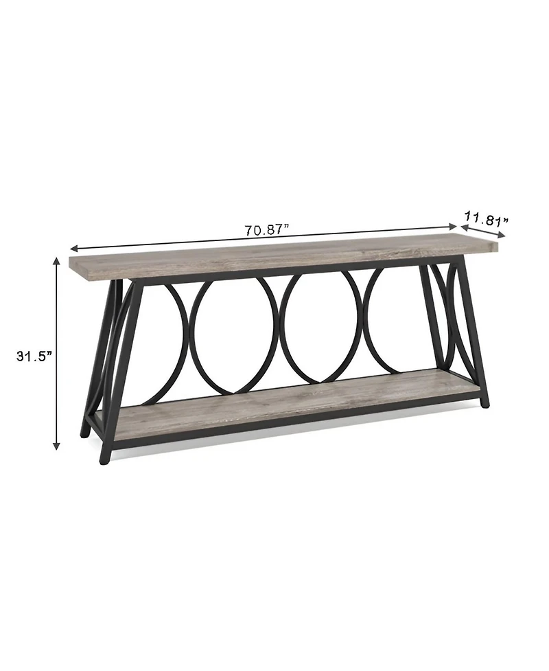 Slickblue Behind Couch Console Table with 2 Shelves, Industrial Style Sofa Design