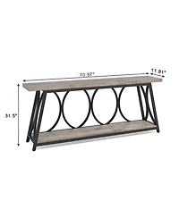 Slickblue Behind Couch Console Table with 2 Shelves, Industrial Style Sofa Design