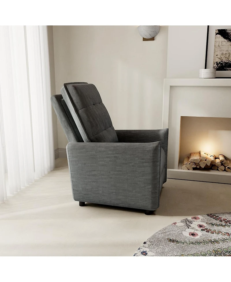 Streamdale Furniture Chenille Fabric Manual Push Back Recliner Chair with Adjustable Footrest