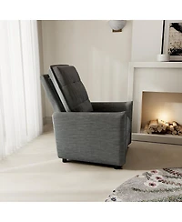 Streamdale Furniture Chenille Fabric Manual Push Back Recliner Chair with Adjustable Footrest