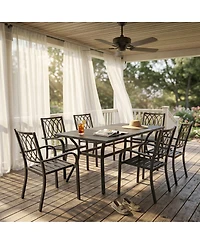 Streamdale Furniture 7-Piece Outdoor Metal Patio Dining Set with Rectangular Table and 6 Chairs