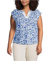 Lands' End Plus Cap Sleeve Lightweight Jersey Lace Shoulder Tee
