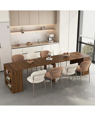 Streamdale Furniture Extendable Foldable Dining Table for 1-10 People, Multifunctional Wood Console