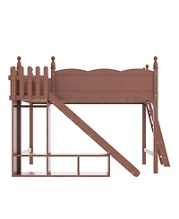 Streamdale Furniture Queen Solid Wood Loft Bed with Storage, Wardrobe, and Slide