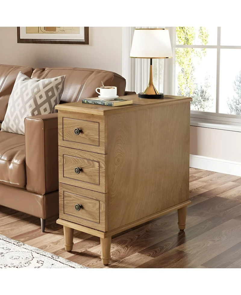 Slickblue Wood Nightstand with 3 Drawers Fully Assembled Side Table