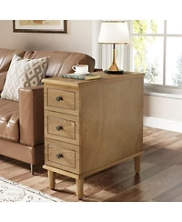 Slickblue Wood Nightstand with 3 Drawers Fully Assembled Side Table