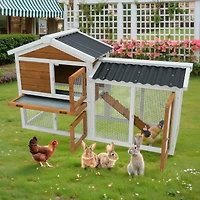 Streamdale Furniture Waterproof Wooden Bunny Hutch with Stairs and Cleaning Tray