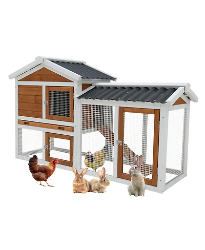 Streamdale Furniture Waterproof Wooden Bunny Hutch with Stairs and Cleaning Tray