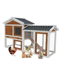 Streamdale Furniture Waterproof Wooden Bunny Hutch with Stairs and Cleaning Tray