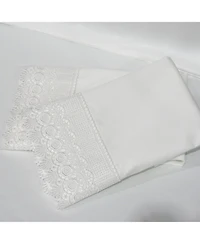 Embellished 4-Inch Lace Trim Pillowcases (Pair) Luxury 608 Thread Count - Usa