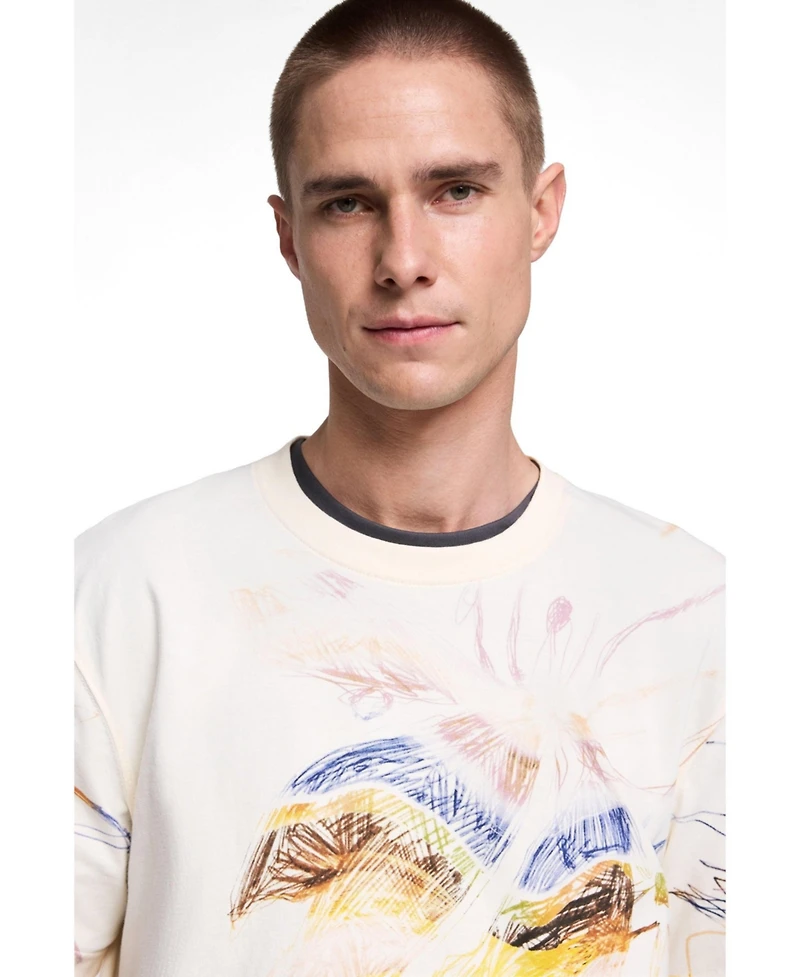 Desigual Men's Printed T-shirt with drawings