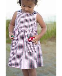 Florence Eiseman Toddler Girls Plaid Seersucker Dress With Flowers