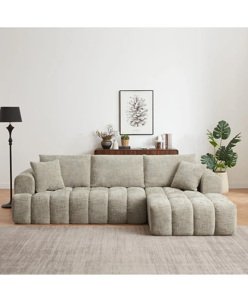 Streamdale Furniture Chenille L-Shape Luxury Sectional Oversized Sofa, Comfy Sleeper Couch