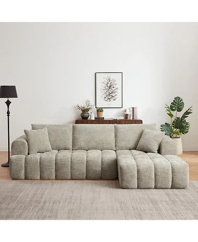 Streamdale Furniture Chenille L-Shape Luxury Sectional Oversized Sofa, Comfy Sleeper Couch