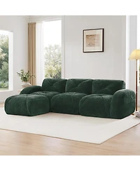 Streamdale Furniture L-shaped Velvet Sofa, Tufted, Ergonomic, No Assembly, Movable Ottoman
