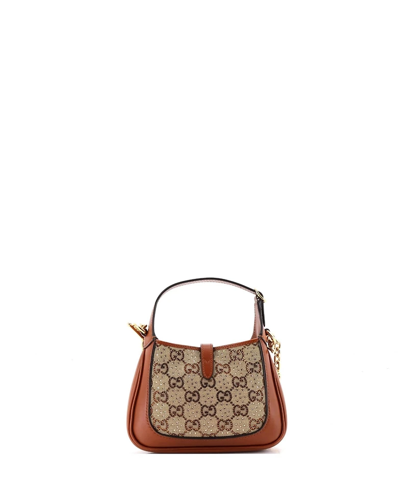 Pre-Owned Gucci Mini Jackie 1961 Chain Hobo Crystal Embellished Gg Canvas