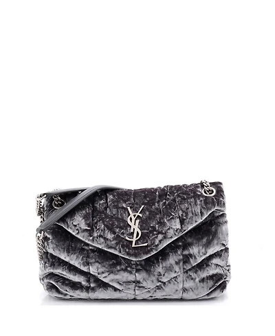 Pre-Owned Saint Laurent Small Loulou Puffer Shoulder Bag Quilted Velvet