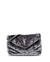 Pre-Owned Saint Laurent Small Loulou Puffer Shoulder Bag Quilted Velvet