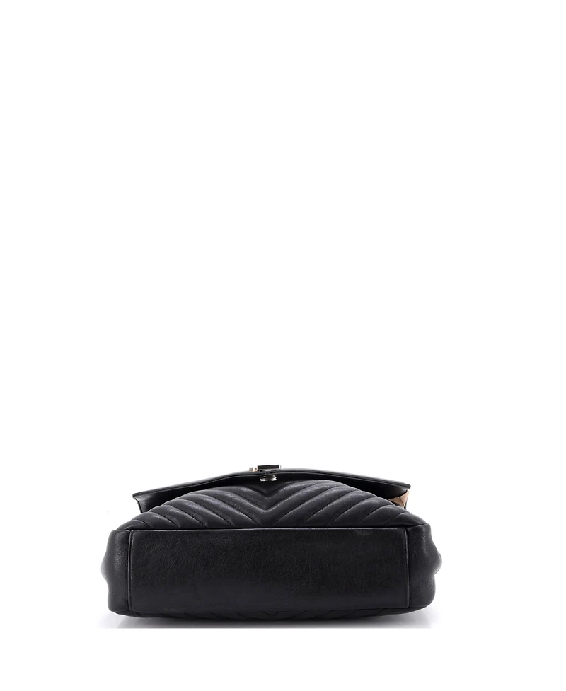 Pre-Owned Saint Laurent Large Classic Monogram College Bag Matelasse Chevron Leather