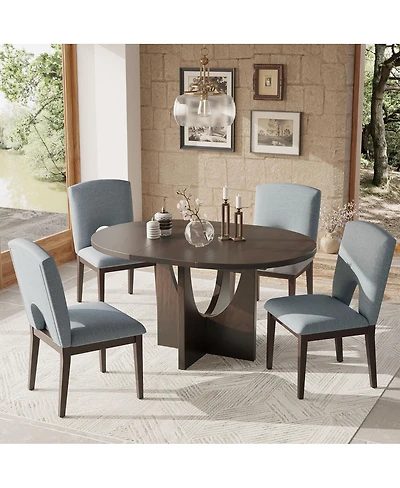 Streamdale Furniture 5 Piece Extendable Round Dining Set with Removable Leaf