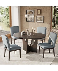 Streamdale Furniture 5 Piece Extendable Round Dining Set with Removable Leaf