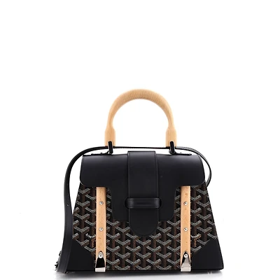 Pre-Owned Goyard Pm Saigon Top Handle Bag Coated Canvas with Leather