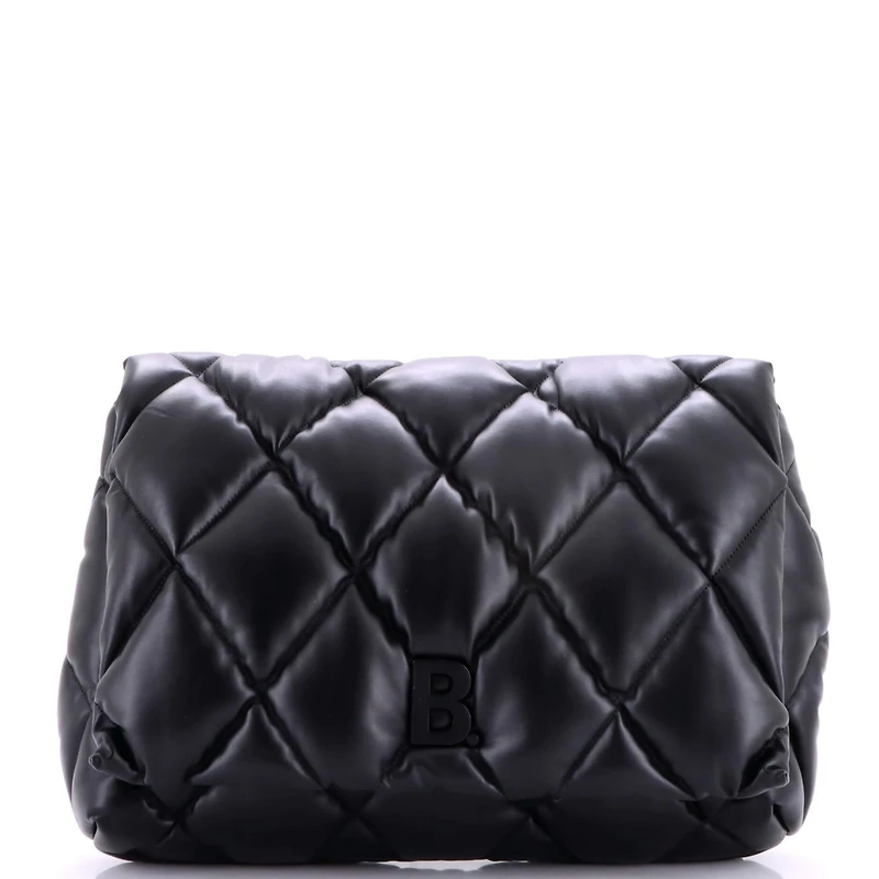 Pre-Owned Balenciaga Large Touch Clutch Quilted Puffy Leather