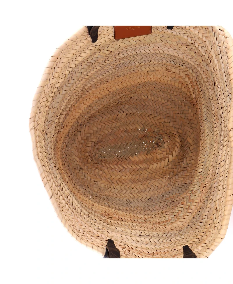 Pre-Owned Celine Large Triomphe Basket Shoulder Bag Raffia with Leather