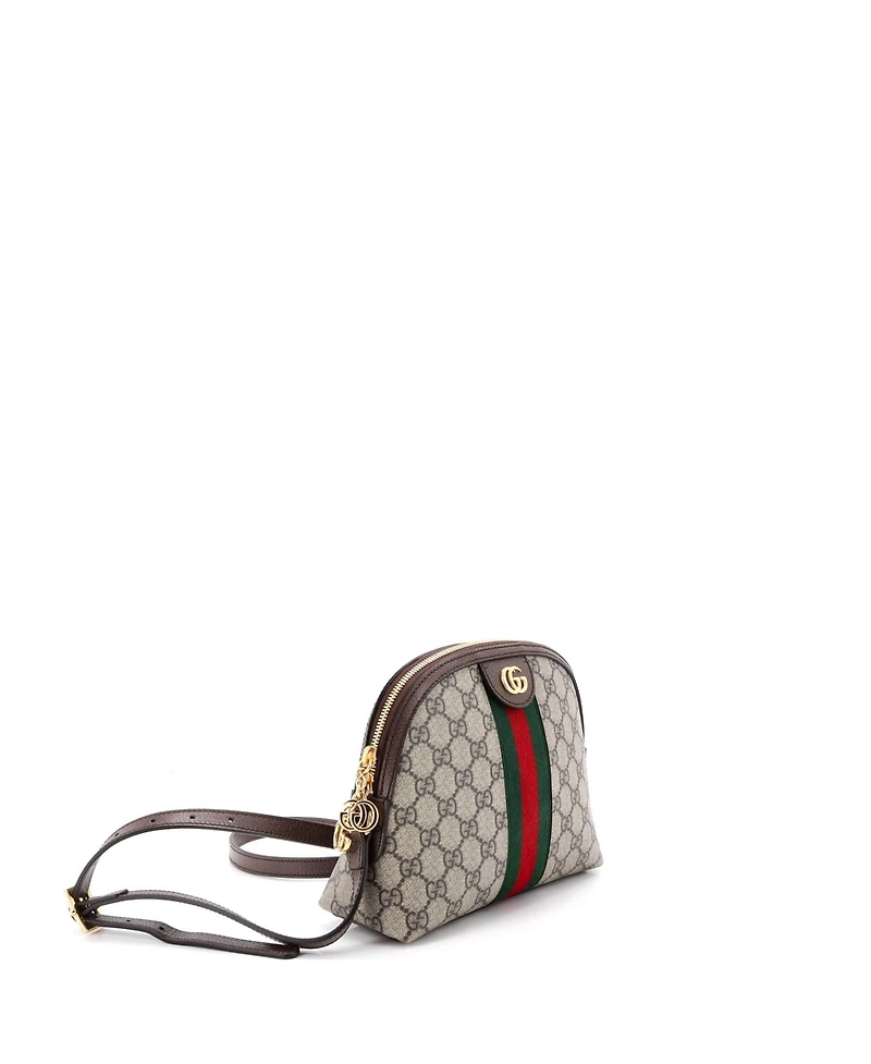 Pre-Owned Gucci Small Ophidia Dome Shoulder Bag Gg Coated Canvas