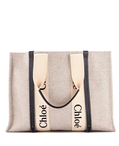 Pre-Owned Chloe Large Woody Tote Canvas with Leather