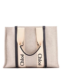 Pre-Owned Chloe Large Woody Tote Canvas with Leather