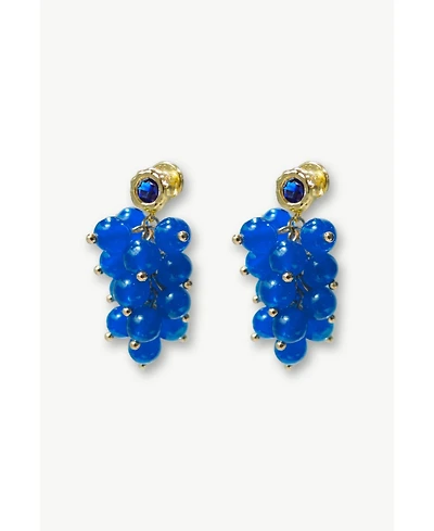 Classicharms Tia Cascade Cluster Royal Blue Chalcedony Bead Drop Earrings