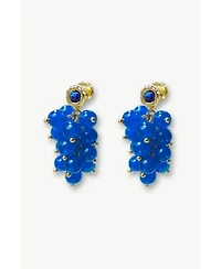 Classicharms Tia Cascade Cluster Royal Blue Chalcedony Bead Drop Earrings