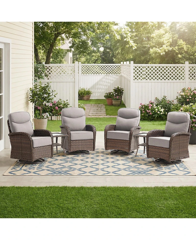 Pocassy Outdoor Wicker Patio Furniture Set,High Back Swivel Rocker Chairs withThickened Cushions and Side Table