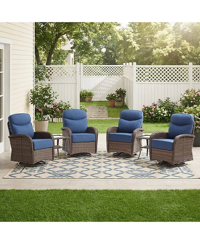 Pocassy Outdoor Wicker Patio Furniture Set,High Back Swivel Rocker Chairs withThickened Cushions and Side Table