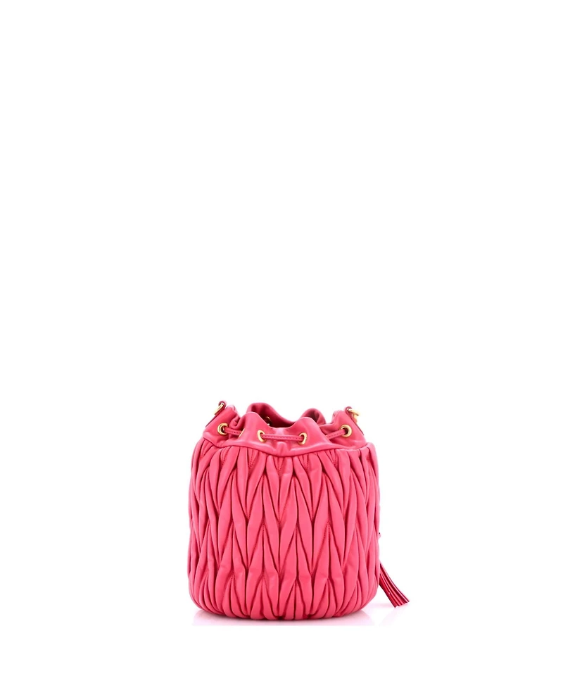 Pre-Owned Miu Miu Mini Drawstring Bucket Bag Matelasse Leather