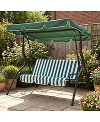 homfan 3-Seat Outdoor Swing with Adjustable Canopy, Waterproof Cushions, Heavy-Duty Steel Frame, Patio Glider for Backyard, Porch, Lawn, Garden