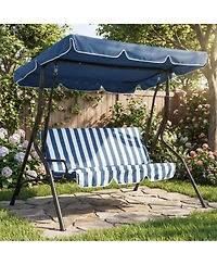 homfan 3-Seat Outdoor Swing with Adjustable Canopy, Waterproof Cushions, Heavy-Duty Steel Frame, Patio Glider for Backyard, Porch, Lawn, Garden