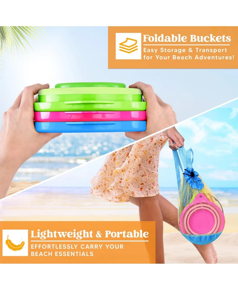 Gnuadz Foldable Pail Bucket With Shovels and Mesh Bag
