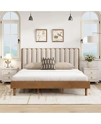 Streamdale Furniture Wood Bed with Piano Key Headboard and Strong Frame
