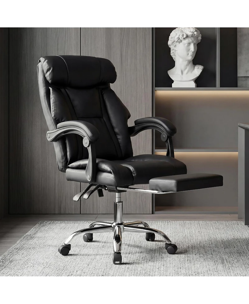 Streamdale Furniture Adjustable Leather Executive Office Chair with Footrest